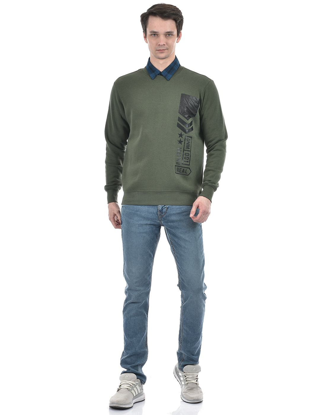 Numero Uno Men Abstract Green Sweat Shirt